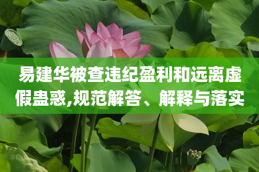 易建華被查違紀盈利和遠離虛假蠱惑,規(guī)范解答、解釋與落實