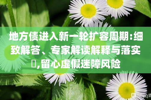 地方債進入新一輪擴容周期:細致解答、專家解讀解釋與落實?,留心虛假迷障風(fēng)險
