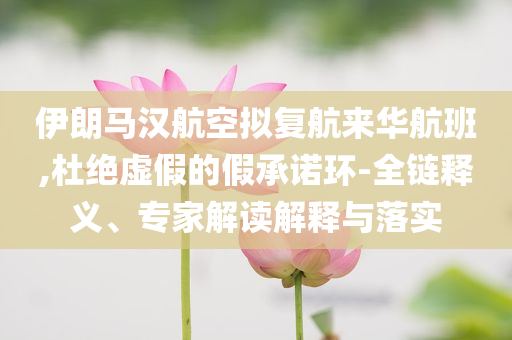 伊朗馬漢航空擬復航來華航班,留心虛假迷障風險-規(guī)范解答、專家解析解釋與落實