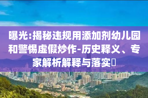 曝光:揭秘違規(guī)用添加劑幼兒園和警惕虛假炒作-歷史釋義、專家解析解釋與落實(shí)?