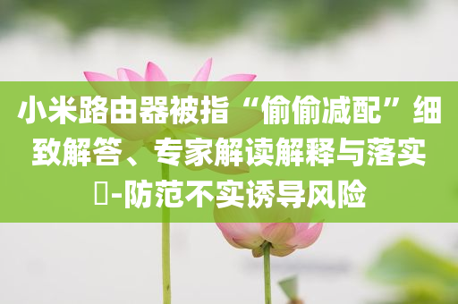小米路由器被指“偷偷減配”細(xì)致解答、專家解讀解釋與落實(shí)?-防范不實(shí)誘導(dǎo)風(fēng)險