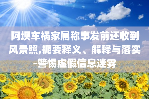 阿壩車禍家屬稱事發(fā)前還收到風景照,扼要釋義、解釋與落實-警惕虛假信息迷霧