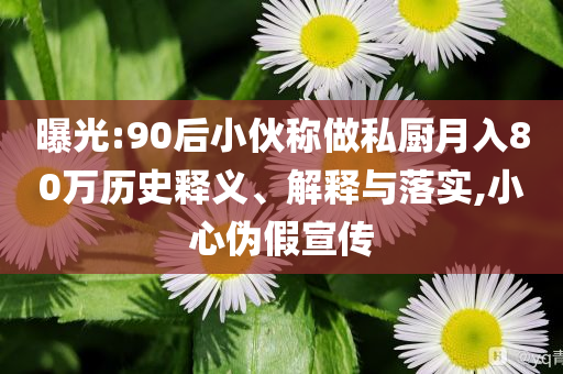 曝光:90后小伙稱(chēng)做私廚月入80萬(wàn)歷史釋義、解釋與落實(shí),小心偽假宣傳