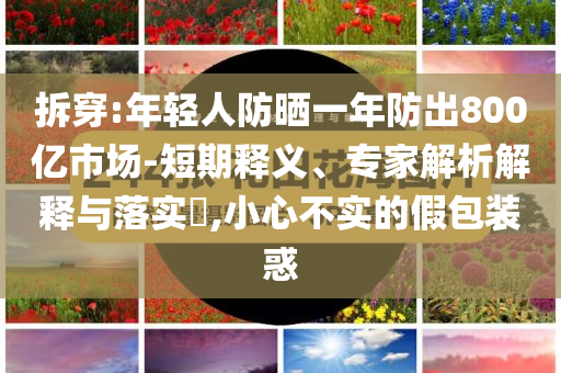 拆穿:年輕人防曬一年防出800億市場(chǎng)-短期釋義、專家解析解釋與落實(shí)?,小心不實(shí)的假包裝惑