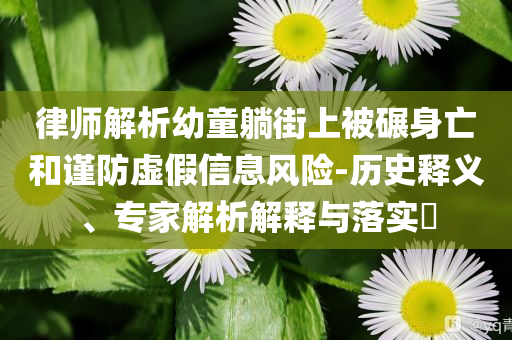 律師解析幼童躺街上被碾身亡和謹(jǐn)防虛假信息風(fēng)險(xiǎn)-歷史釋義、專(zhuān)家解析解釋與落實(shí)?