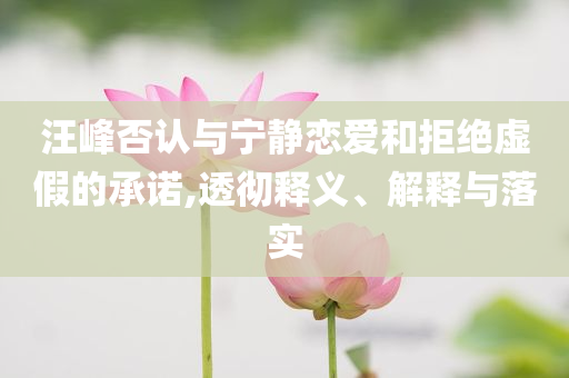 汪峰否認與寧靜戀愛和拒絕虛假的承諾,透徹釋義、解釋與落實