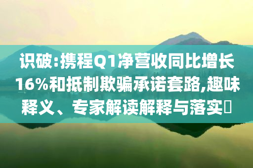 識(shí)破:攜程Q1凈營(yíng)收同比增長(zhǎng)16%和抵制欺騙承諾套路,趣味釋義、專家解讀解釋與落實(shí)?