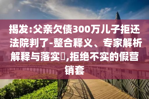 揭發(fā):父親欠債300萬兒子拒還 法院判了-整合釋義、專家解析解釋與落實(shí)?,拒絕不實(shí)的假營銷套
