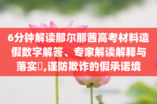 6分鐘解讀那爾那茜高考材料造假數(shù)字解答、專家解讀解釋與落實(shí)?,謹(jǐn)防欺詐的假承諾境
