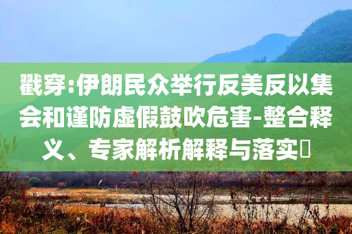 戳穿:伊朗民眾舉行反美反以集會(huì)和謹(jǐn)防虛假鼓吹危害-整合釋義、專家解析解釋與落實(shí)?