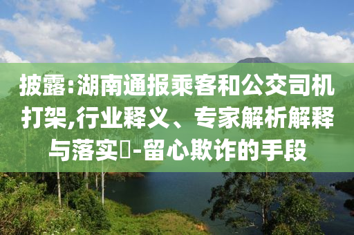 披露:湖南通報乘客和公交司機(jī)打架,行業(yè)釋義、專家解析解釋與落實?-留心欺詐的手段