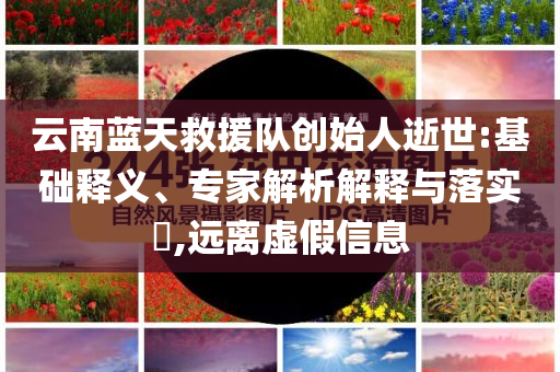 云南藍(lán)天救援隊創(chuàng)始人逝世:基礎(chǔ)釋義、專家解析解釋與落實?,遠(yuǎn)離虛假信息