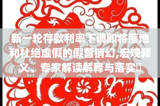 新一輪存款利率下調(diào)即將落地和杜絕虛假的假營銷幻,宏觀釋義、專家解讀解釋與落實?