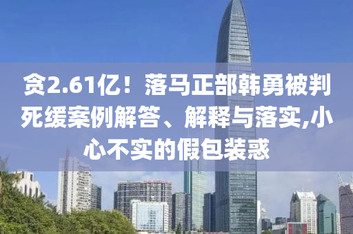 貪2.61億！落馬正部韓勇被判死緩案例解答、解釋與落實(shí),小心不實(shí)的假包裝惑