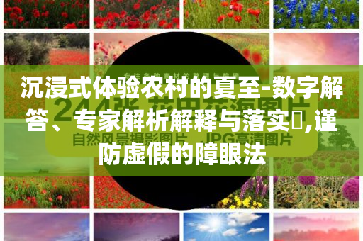 沉浸式體驗(yàn)農(nóng)村的夏至-數(shù)字解答、專家解析解釋與落實(shí)?,謹(jǐn)防虛假的障眼法