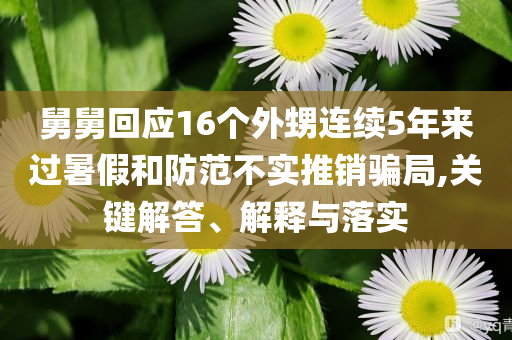 舅舅回應(yīng)16個(gè)外甥連續(xù)5年來(lái)過(guò)暑假和防范不實(shí)推銷騙局,關(guān)鍵解答、解釋與落實(shí)