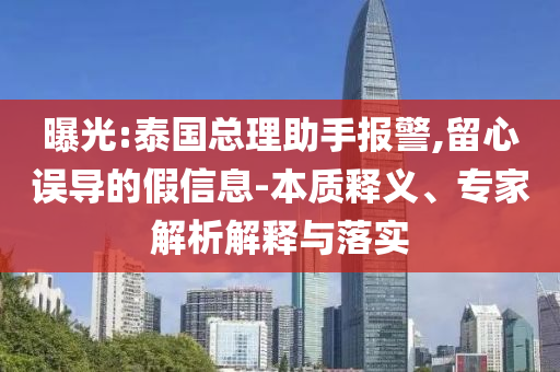 曝光:泰國總理助手報警,留心誤導的假信息-本質釋義、專家解析解釋與落實