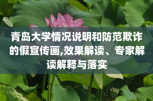 青島大學情況說明和防范欺詐的假宣傳畫,效果解讀、專家解讀解釋與落實