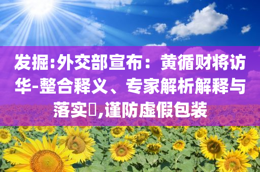 發(fā)掘:外交部宣布：黃循財將訪華-整合釋義、專家解析解釋與落實?,謹防虛假包裝