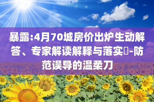 暴露:4月70城房價出爐生動解答、專家解讀解釋與落實?-防范誤導(dǎo)的溫柔刀