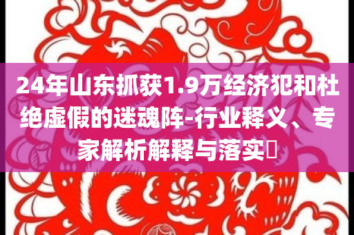 24年山東抓獲1.9萬經(jīng)濟犯和杜絕虛假的迷魂陣-行業(yè)釋義、專家解析解釋與落實?