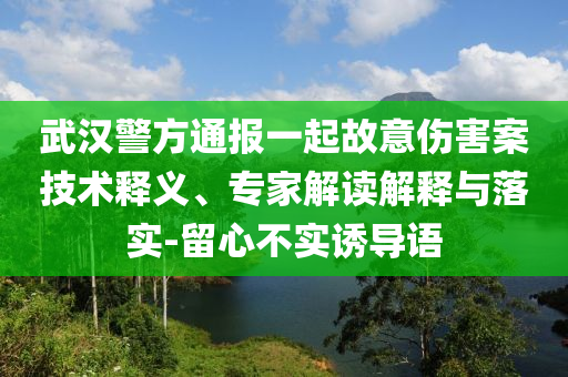 武漢警方通報一起故意傷害案技術(shù)釋義、專家解讀解釋與落實-留心不實誘導(dǎo)語