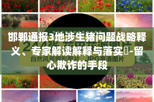 邯鄲通報3地涉生豬問題戰(zhàn)略釋義、專家解讀解釋與落實?-留心欺詐的手段