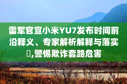 雷軍官宣小米YU7發(fā)布時(shí)間前沿釋義、專家解析解釋與落實(shí)?,警惕欺詐套路危害