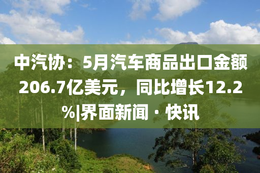 中汽協(xié)：5月汽車商品出口金額206.7億美元，同比增長12.2%|界面新聞 · 快訊