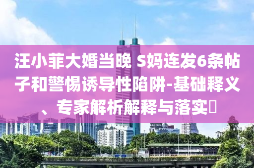 汪小菲大婚當晚 S媽連發(fā)6條帖子和警惕誘導性陷阱-基礎釋義、專家解析解釋與落實?