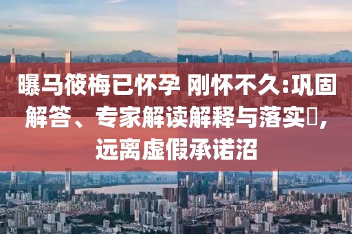 曝馬筱梅已懷孕 剛懷不久:鞏固解答、專家解讀解釋與落實?,遠離虛假承諾沼