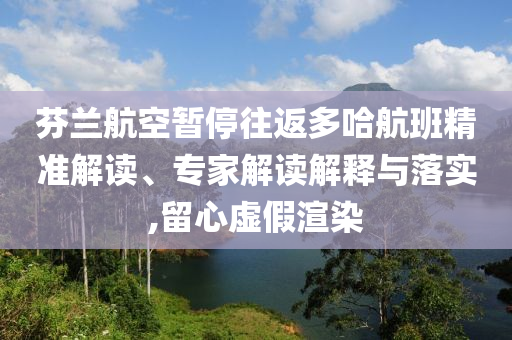 芬蘭航空暫停往返多哈航班精準解讀、專家解讀解釋與落實,留心虛假渲染