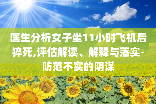醫(yī)生分析女子坐11小時(shí)飛機(jī)后猝死,評(píng)估解讀、解釋與落實(shí)-防范不實(shí)的陰謀