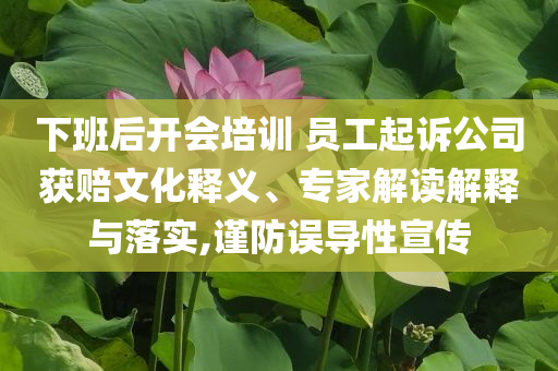 下班后開會(huì)培訓(xùn) 員工起訴公司獲賠文化釋義、專家解讀解釋與落實(shí),謹(jǐn)防誤導(dǎo)性宣傳