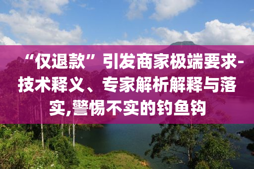 “僅退款”引發(fā)商家極端要求-技術(shù)釋義、專家解析解釋與落實(shí),警惕不實(shí)的釣魚鉤