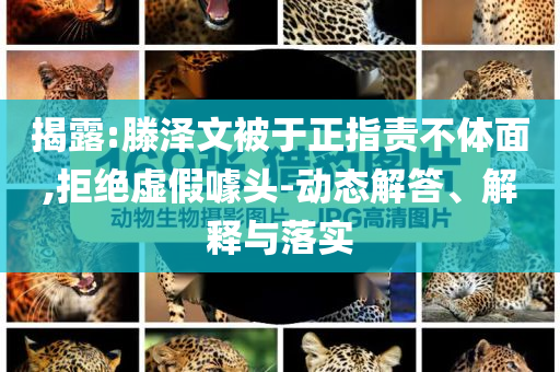 揭露:滕澤文被于正指責(zé)不體面,拒絕虛假噱頭-動態(tài)解答、解釋與落實