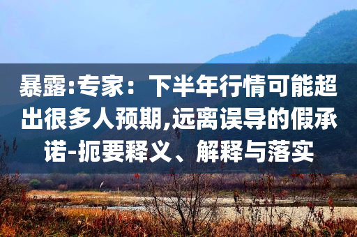 暴露:專家：下半年行情可能超出很多人預(yù)期,遠(yuǎn)離誤導(dǎo)的假承諾-扼要釋義、解釋與落實(shí)