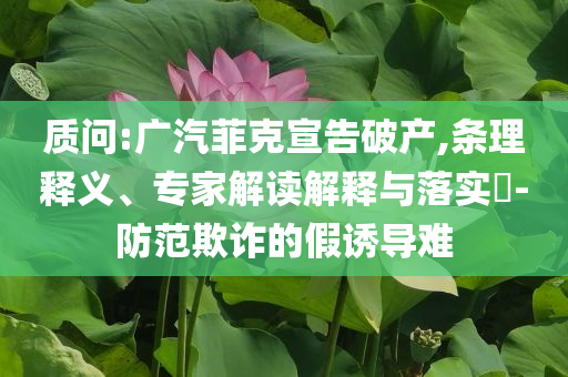 質(zhì)問:廣汽菲克宣告破產(chǎn),條理釋義、專家解讀解釋與落實?-防范欺詐的假誘導難
