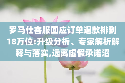 羅馬仕客服回應(yīng)訂單退款排到18萬位:升級分析、專家解析解釋與落實(shí),遠(yuǎn)離虛假承諾沼