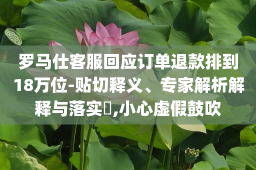 羅馬仕客服回應(yīng)訂單退款排到18萬位-貼切釋義、專家解析解釋與落實(shí)?,小心虛假鼓吹