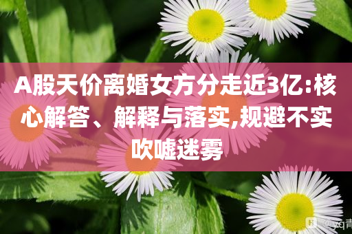 A股天價(jià)離婚女方分走近3億:核心解答、解釋與落實(shí),規(guī)避不實(shí)吹噓迷霧