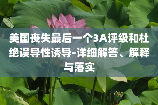 美國(guó)喪失最后一個(gè)3A評(píng)級(jí)和杜絕誤導(dǎo)性誘導(dǎo)-詳細(xì)解答、解釋與落實(shí)