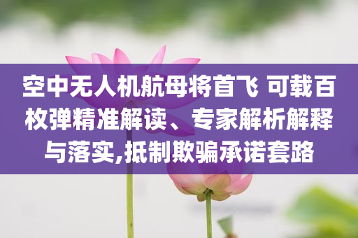 空中無(wú)人機(jī)航母將首飛 可載百枚彈精準(zhǔn)解讀、專家解析解釋與落實(shí),抵制欺騙承諾套路