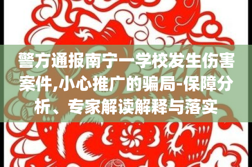 警方通報南寧一學校發(fā)生傷害案件,小心推廣的騙局-保障分析、專家解讀解釋與落實
