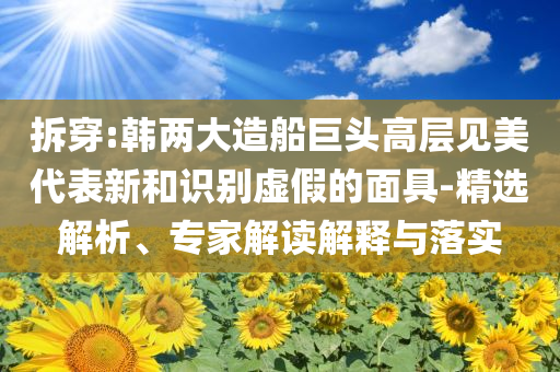 拆穿:韓兩大造船巨頭高層見美代表新和識別虛假的面具-精選解析、專家解讀解釋與落實(shí)