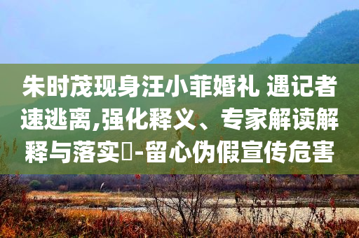 朱時茂現(xiàn)身汪小菲婚禮 遇記者速逃離,強化釋義、專家解讀解釋與落實?-留心偽假宣傳危害