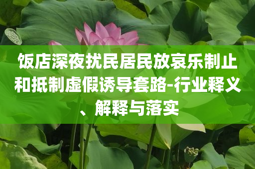 飯店深夜擾民居民放哀樂制止和抵制虛假誘導(dǎo)套路-行業(yè)釋義、解釋與落實(shí)