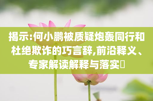 揭示:何小鵬被質(zhì)疑炮轟同行和杜絕欺詐的巧言辭,前沿釋義、專家解讀解釋與落實?