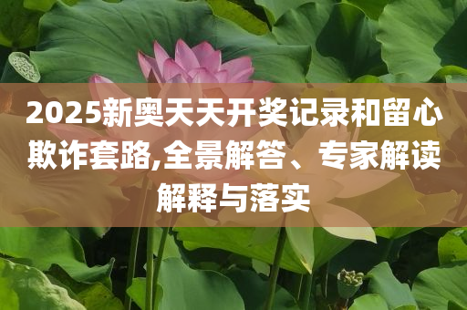 2025新奧天天開獎(jiǎng)記錄和留心欺詐套路,全景解答、專家解讀解釋與落實(shí)