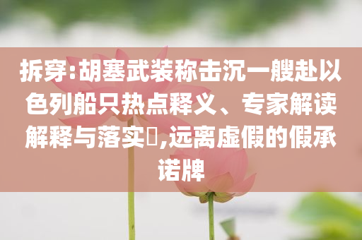 拆穿:胡塞武裝稱擊沉一艘赴以色列船只熱點釋義、專家解讀解釋與落實?,遠離虛假的假承諾牌